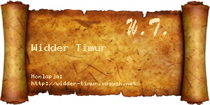 Widder Timur névjegykártya